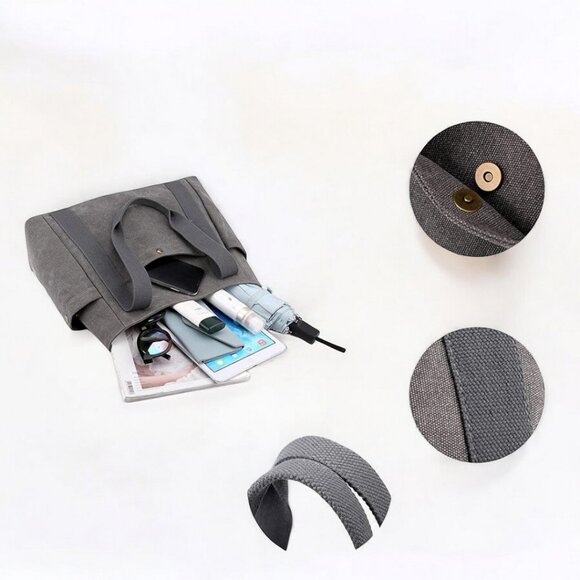 Canvas Women Tote Shoulder Bag Casual Retro Top Handle Satchel Handbags - Picture 7 of 7